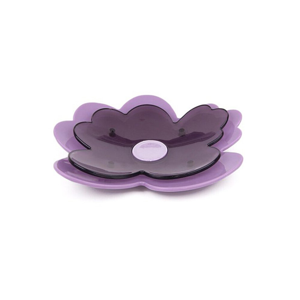 ornerx Double Layers 5.5"""" Purple Flowers Soap Dish Bathroom Accessories-image-OPC-PHRGHNN-NEW