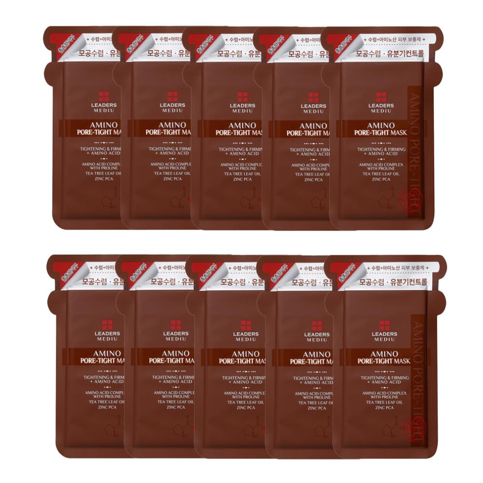 Leaders Insolution Leaders Mediu Amino Pore-Tight Facial Sheet Mask | Amino Acid Complex Tea Tree Oil Zinc Pca For Acne-Prone Oily Skin Minimizes Pores Matte F