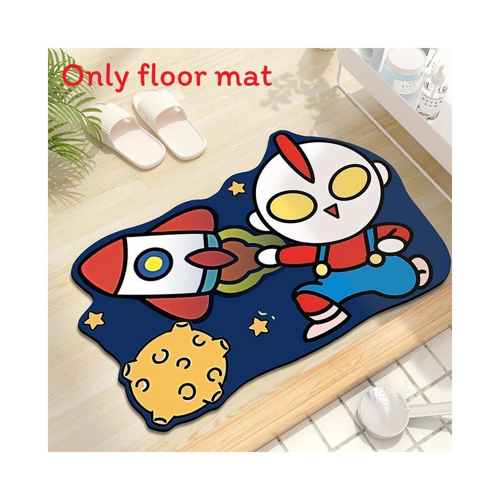 (Rocket, 60x90cm) Ultraman Cute Monster Rocket Pattern Diatom Mud Cushion Toilet Carpet Kitchen-image-OPC-PHRGHWD-NEW