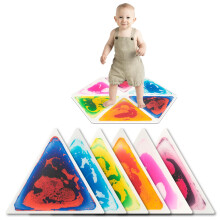 ART3D 6 Pack Triangle Liquid Sensory Tiles Colorfle Liquid Fusion Mats for Kids Biddler 15 """" x 15 """"