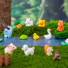 LOKIPA 30 Stck Mini-Tiere aus Kunstharz, kleine Tierfiguren aus Kunstharz, Miniatur-Gartendekoration, Mikrolandschaft, Feen-Puppenhaus-Ornament fr