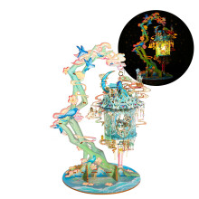 Mu 3d Metal Puzzles pentru adult norocos Magpie Palace n stil chinezesc Birdcage Cladire n miniatura DIY Metal Model Kits Building Birds and Fl