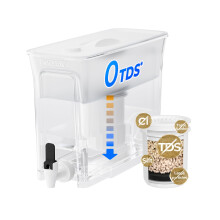 Waterdrop 0 TDS Slanke waterfilterdispenser met 35 kopjes Grote capaciteit Vermindert TDS Chloor, PFOA/PFOS en meer BPA-vrij Wit (met 1 filter)