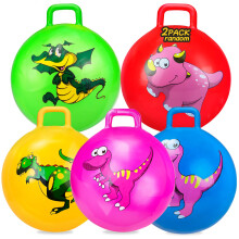 Hymaz 2 Pcs Dinosaur Bounce Balls with Handles for Kids 18 inch Bouncing Ball with Handle for Kids 7-9 Hopper Ball for Kids 3-6 Jumping Ball fo