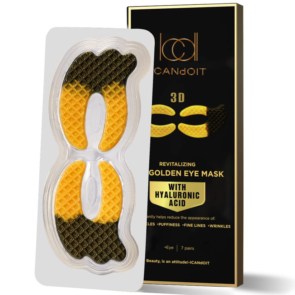 Icandoit Gold/Dark 24K Eye Mask For Circles&Puffiness Anti-Aging Anti-Wrinkle With Hyaluronic Acid And Collagen Eye Zone Care Eye Patches For All