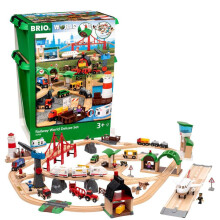 BRIO World Railway World Deluxe Set - 106-Piece FSC-Certified Wood and Accessory Train Set - Works with All BRIO Wooden Train Sets - Includes Tra