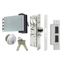 Pacific Doorware Adams Rite Style Latch StoreFront Door Mortise Deadlatch Lock Exit Paddle Handle Kit w/Cylinder & Keys (Höger hand aluminium 31/