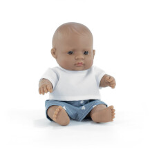 Miniland Baby Doll Menino Hispnico de 8 1/4 polegadas em saco plstico. Fabricado na Espanha com aroma de baunilha. Anatomicamente correto. Cole