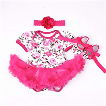 Roupas de bonecas reborn, roupas rosa para bonecas reborn de 20 a 22 polegadas, meninas recm-nascidas, roupas combinando, vestido com estampa de