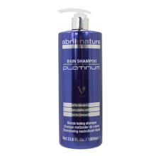 Abril Et Nature Bain Shampoo Platinum 1000 ml Purple Toning Shampoo zum Gltten von grauem oder gebleichtem Haar beseitigt messingfarbene Gel