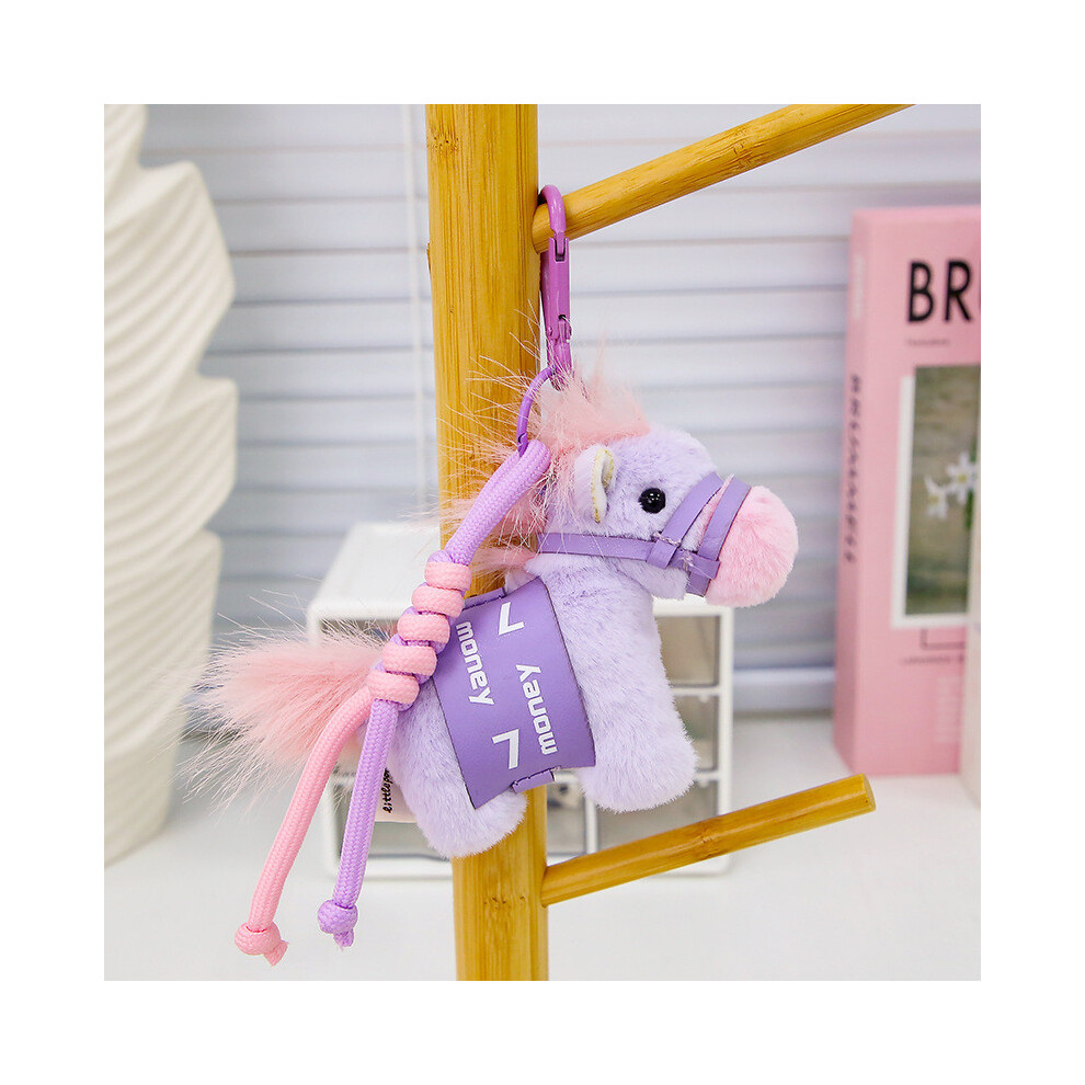 (Purple) Letter Cute Cartoon Saddle Design Horse Plush Toy Pendant Children Gift For-image-OPC-PHRGNWS-NEW
