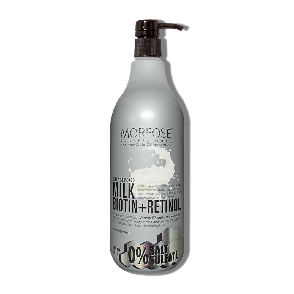 Morfose Milk Biotin Shampoo - Sulfate-Free Formula Intensive Milk Therapy With 15 Amino Acid Complex Biotin And Retinol Enriched For Hair Growt