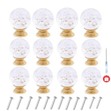 ANJUU 12 peas 30mm formato redondo bolha de vidro cristal maanetas de armrio com parafusos maaneta de gaveta usada para armrio de porta de c