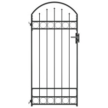 vidaXL Fence Gate with Arched Top Steel 35""""x78.7"""" Black