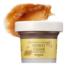 SKINFOOD Maske Honig Zucker 120g - Gesichtsreiniger, pflegendes & straffendes Peeling - Waschmaske mit schmelzendem Zucker