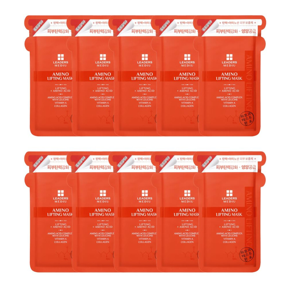 Leaders Insolution Leaders Mediu Amino Firming & Lifting Facial Sheet Mask | Amino Acid Complex Vitamin A Collagen | Reduces Fine Lines Improves Elasticity For