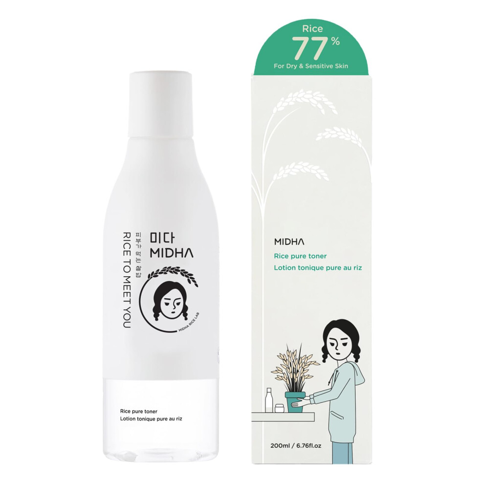 Midha [Midha] Rice Pure Toner 200Ml (6.7Fl.oz) 77% Rice Water Toner/Face Moisturizer/Vegan
