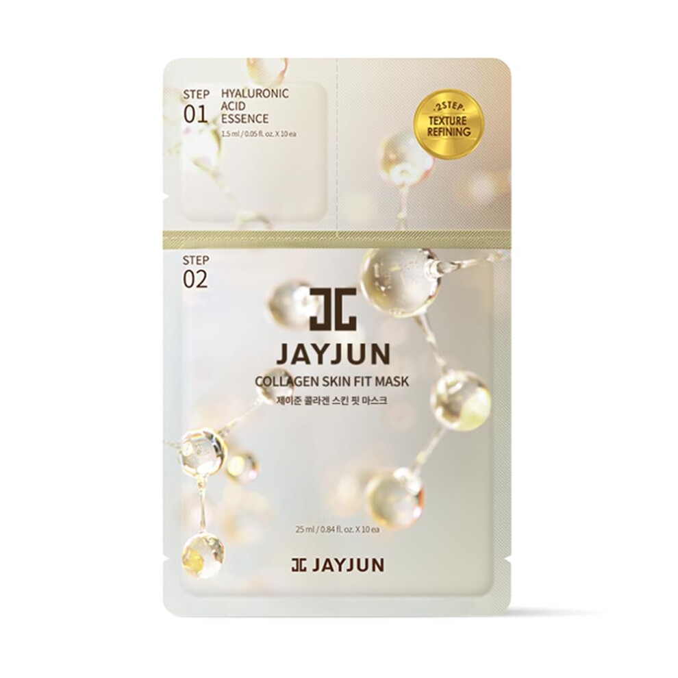 Jayjun Jj Jayjun Collagen Skin Fit Mask (10 Sheets) - 2-Step All In One Hydration & Firming Ritual With Hyaluronic Acid & Marine Collagen 0.84 Fl. Oz.