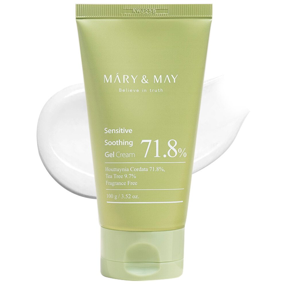Mary&May Cream Sensitive Soothing Gel - Instant Cooling And Redness Relief Pore-Tightening Face With Tea Tree And Houttuynia Cordata Extra
