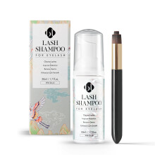 BL Lashes Wimpern-Shampoo + Pinsel, schumender Augenlid-Reiniger fr natrliche und verlngerte Wimpern, sanftes Wimpernbad und Make-up-Entferner f