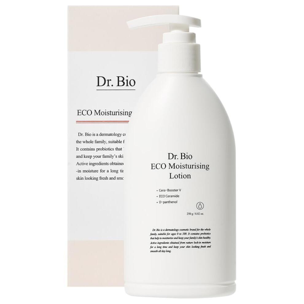 Dr.bio Eco Moisture Lotion Body & Face Daily Moisturizer For Sensitive Skin Types With Ceramide Shea Butter Probiotics & Cica Organic & Vegan