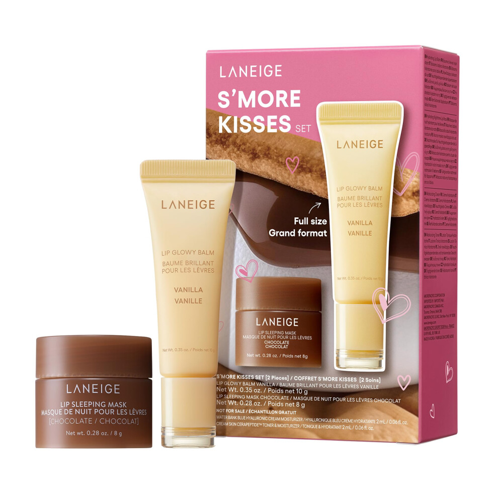 LANEIGE Smore Kisses Set: Hydrating Chocolate Lip Sleeping Mask & Vanilla Lip Glowy Balm