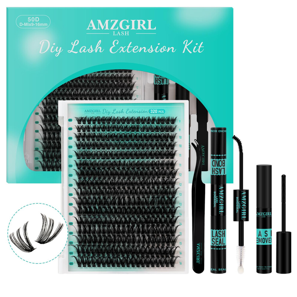 Amzgirl Lash Lash Extension Kit 320Pcs Diy Individual Lashes Clusters Kit Lash Bond And Seal Lash Remover For Eyelashes Extensions Lash Applicator Tool For Fa