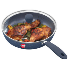 Hawkins Ceramic Nonstick Frying Pan 23 cm Diameter Induction Fry Pan with Glass Lid Granite Omlette Egg Pan Fish Pan Blue (ICF23G)