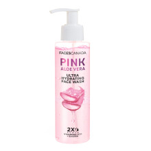 FACESCANADA Pink Aloe Vera Hydrating Face Wash | with Hyaluronic Acid & Glycerin | Non-Drying | Gentle Facial Cleanser | 3.38 Fl Oz/100ml