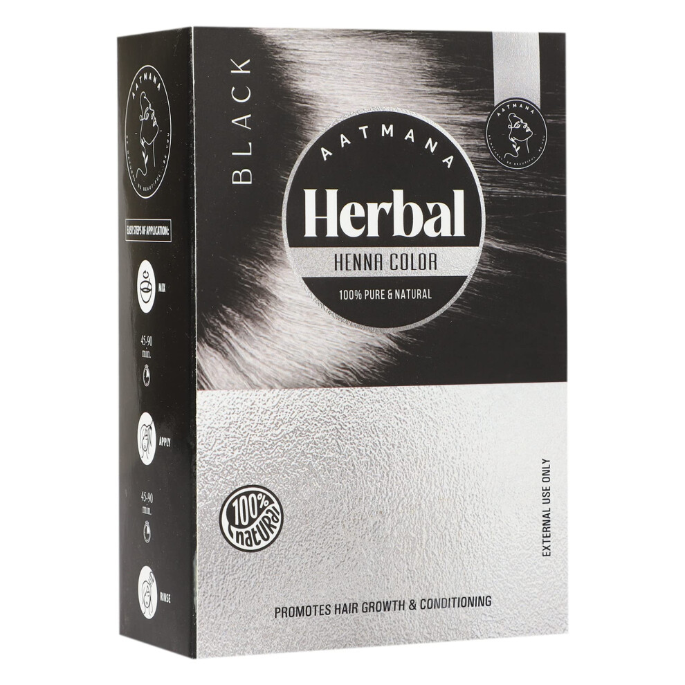 Aatmana Black Herbal Henna Hair Color With Goodness Of 9 Herbs | Henna Mehndi For Hair Make Hair Soft & Shiner Natural Hair Color For Men