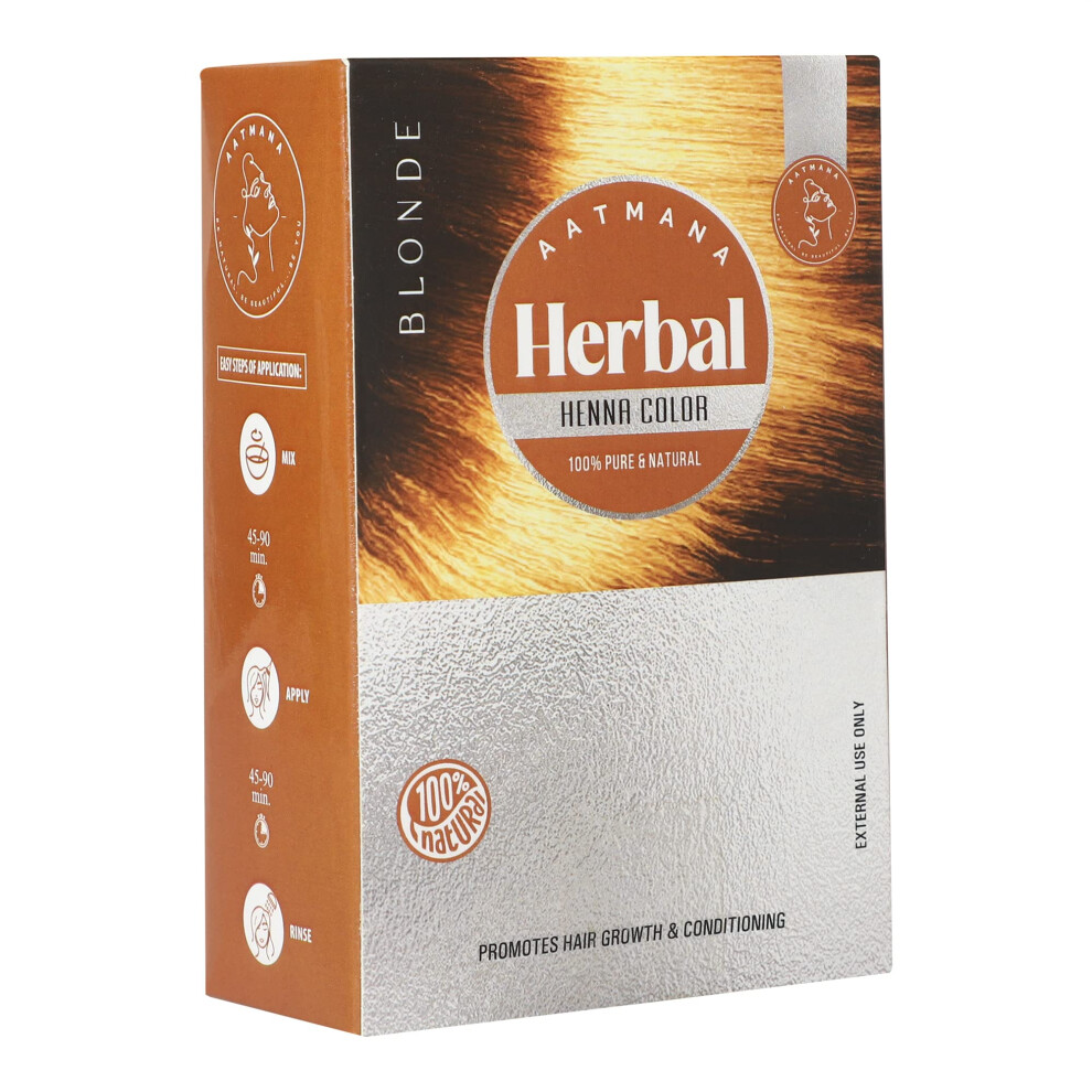 Aatmana Herbal Blonde Henna Hair Color With Goodness Of 9 Herbs | Blonde Henna Mehndi For Hair Make Hair Soft & Shiner Natural Hair Color For Me