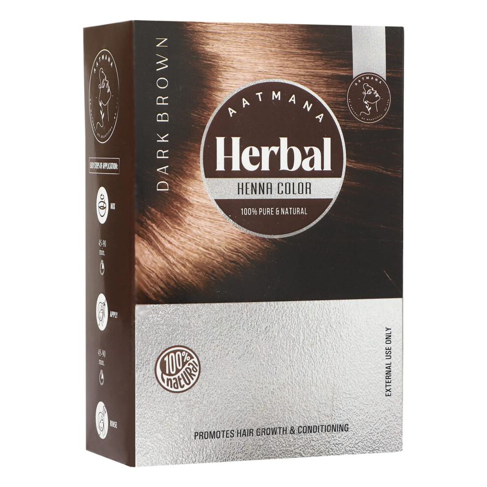Aatmana Brown Herbal Dark Henna Hair Color With Goodness Of 9 Herbs | Dark Henna Mehndi For Hair Make Hair Soft & Shiner Natural Hair Colo