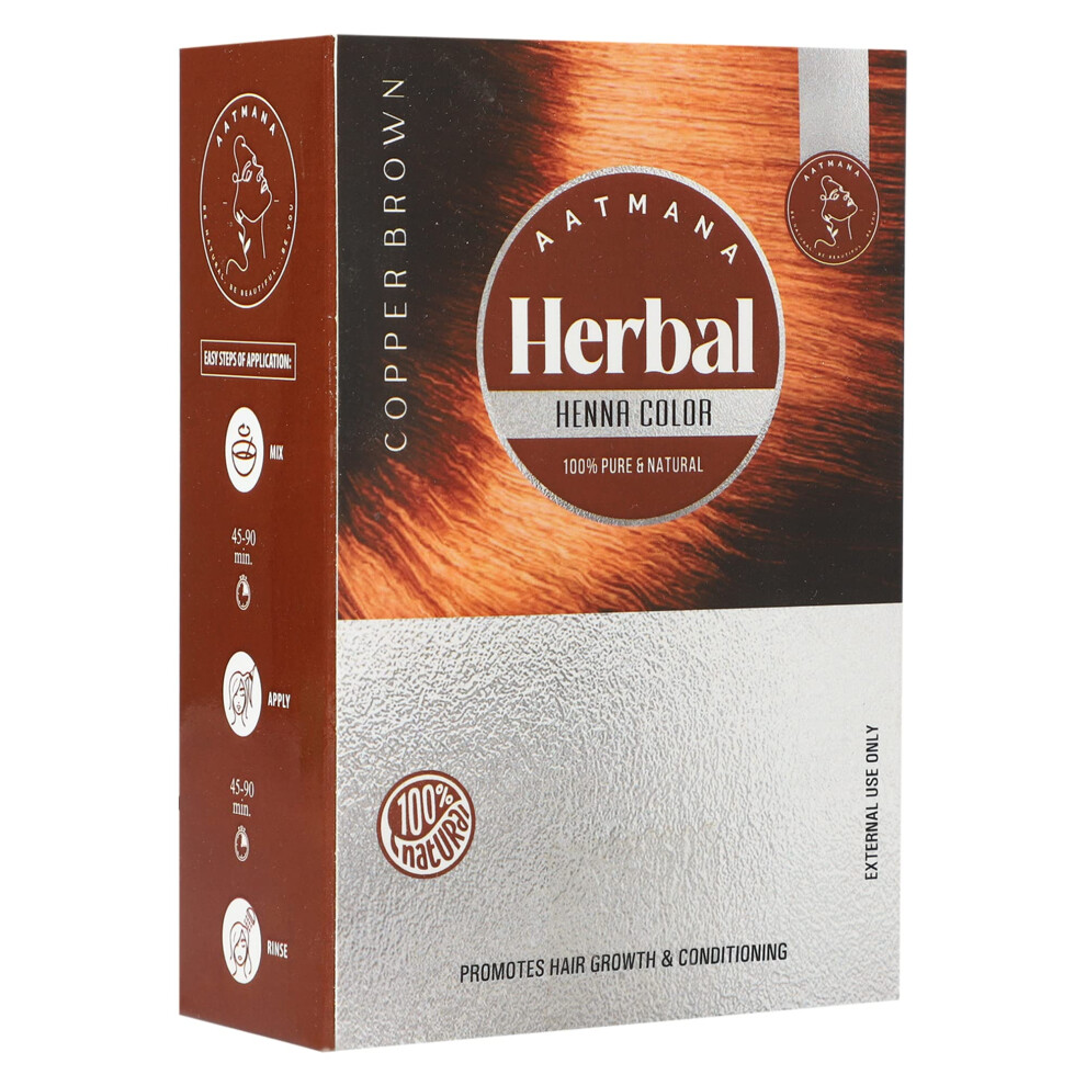 Aatmana Brown Herbal Copper Henna Hair Color With Goodness Of 9 Herbs | Copper Henna Mehndi For Hair Make Hair Soft & Shiner Natural Hair