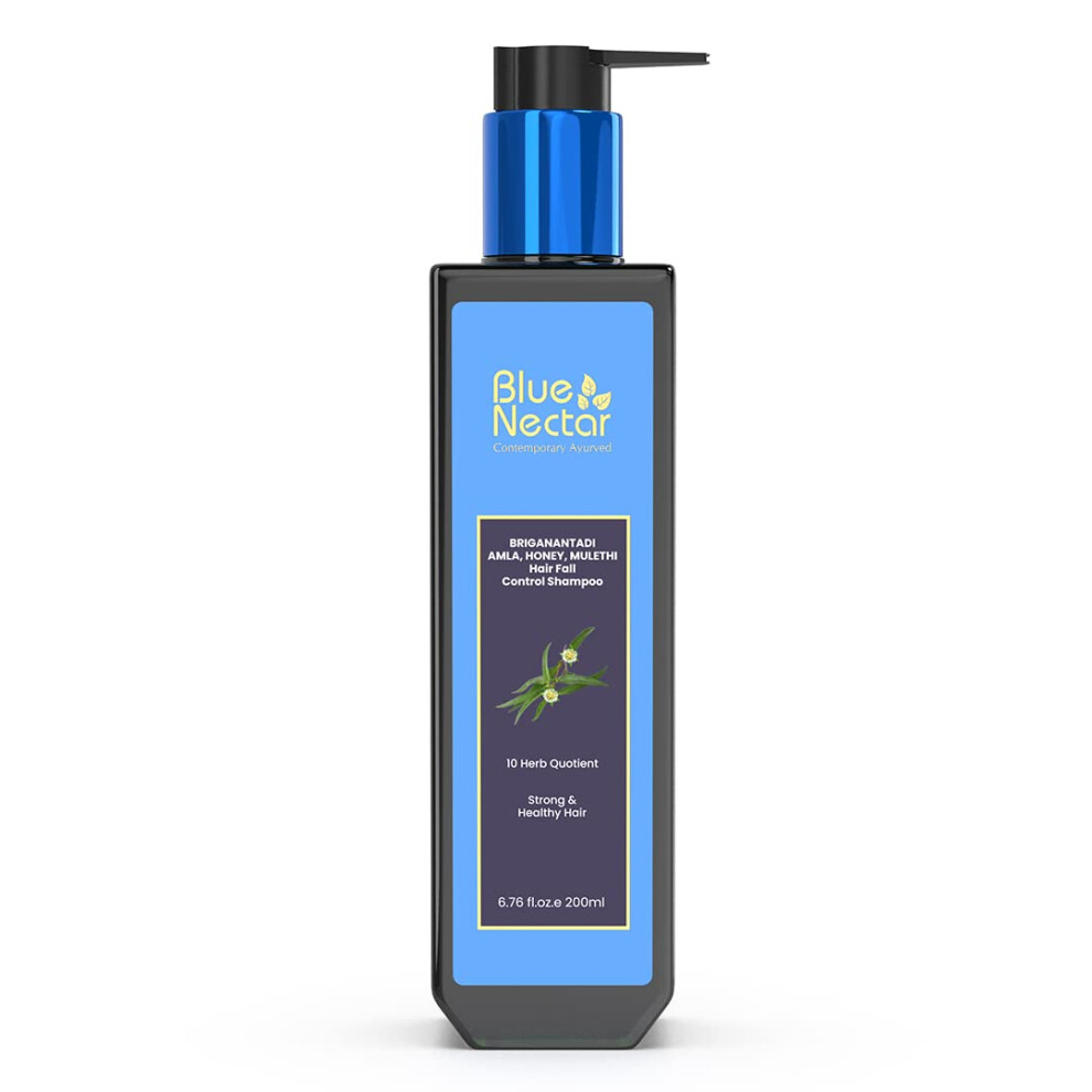 Photos - Hair Product Blue Nectar Anti Hair Fall Shampoo with Amla, Honey and Mulethi, Paraben and Sulfate Free Shampoo for Women and Men Natural