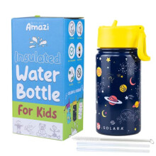 Solara vattenflaska för barn 450 ml barn vattenflaska Sipper flaska för barn termosteel barn flaska rostfritt stål vatten flaska för barn halmfla