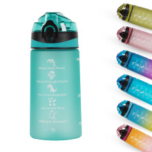 Solara 500 ml Sipper vattenflaska med motiverande tidsmarkör Sipper flaska för barnens vattenflaska för hemskola | Cool Aqua | 500 ml