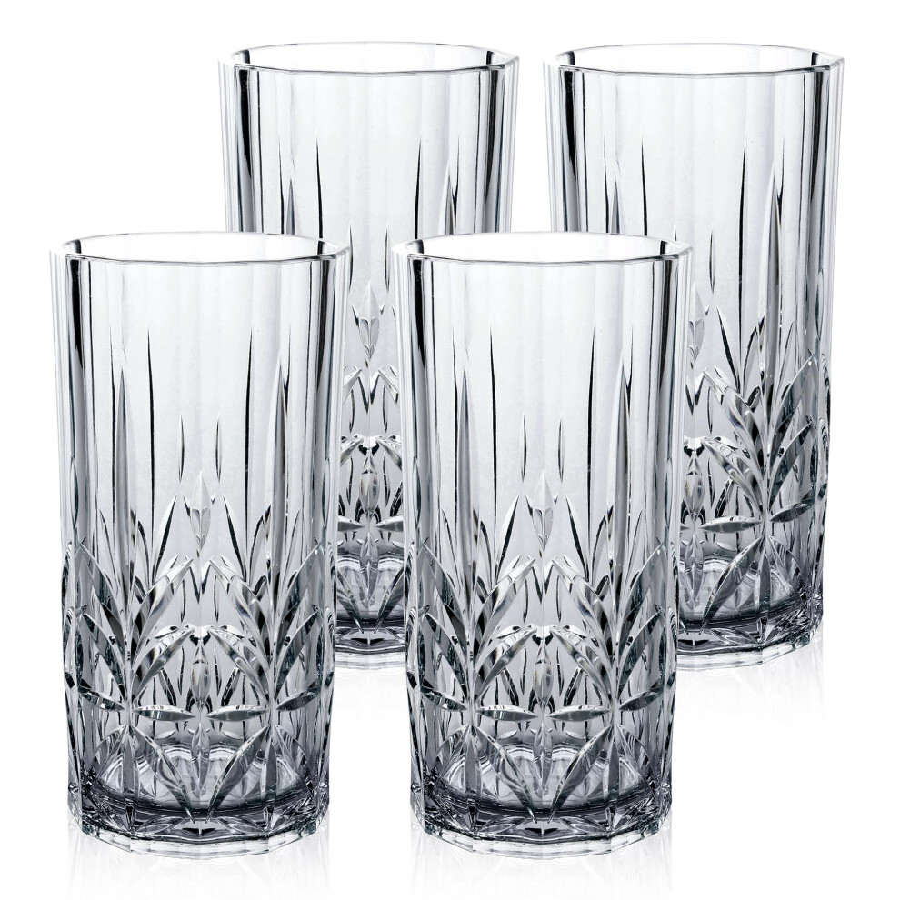 BELLAFORTE Shatterproof Tritan Tall Tumbler Set of 4 18oz - Myrtle Beach Drinking Glasses - Unbreakable Plastic Glasses Drinking for Gift Party