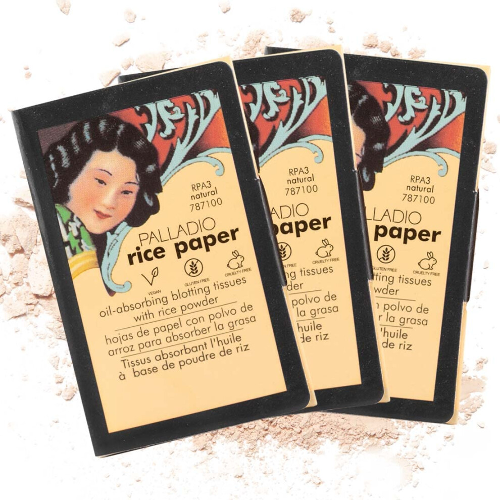 Palladio Rice Paper Facial Tissues For Oily Skin Face Blotting Sheets Made From Natural Rice Oil Absorbing Paper With Rice Powder 2 Sided Ins