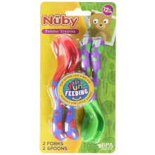 Nuby Fun Feeding Spoons & Forks 2-Pack - cerven/zelen jedna velikost