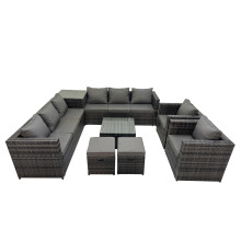Fimous Garden Rattan Outdoor Furniture Set 10 Seater with 2 Stool Side Table