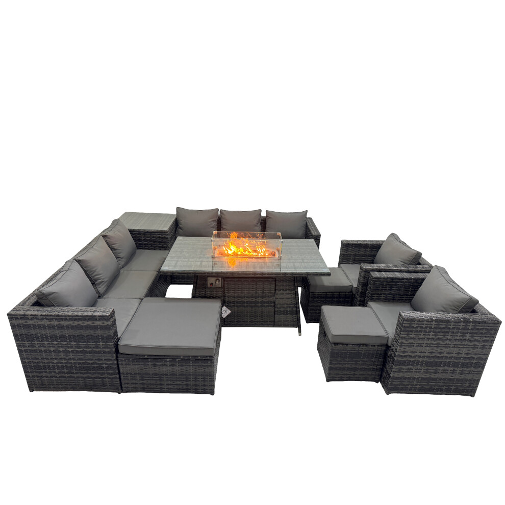 Fimous 11 Seater Garden Outdoor Rattan Furniture Set With 3 Stools