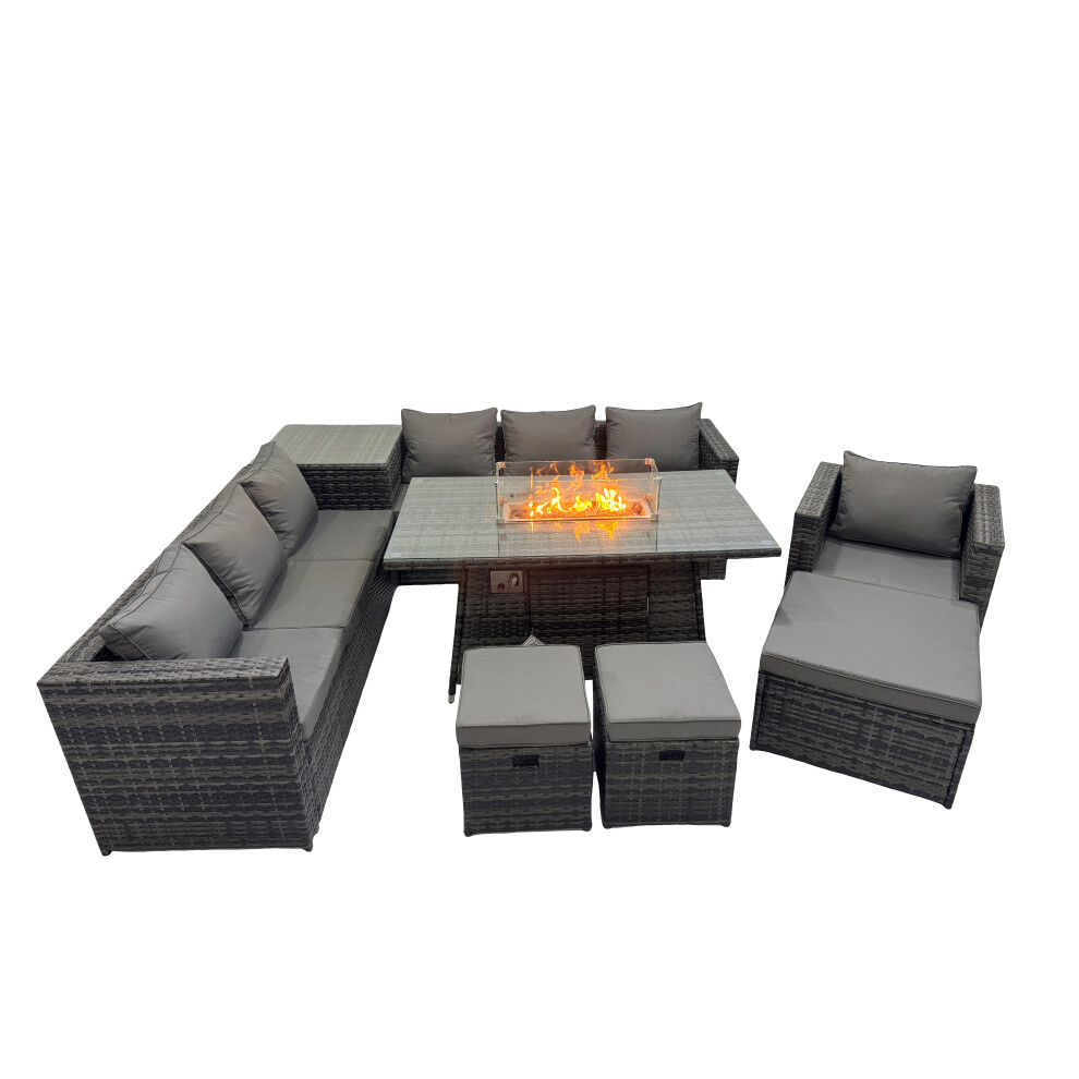 Fimous 10 Seater Garden Outdoor Rattan Furniture Set With 3 Stools