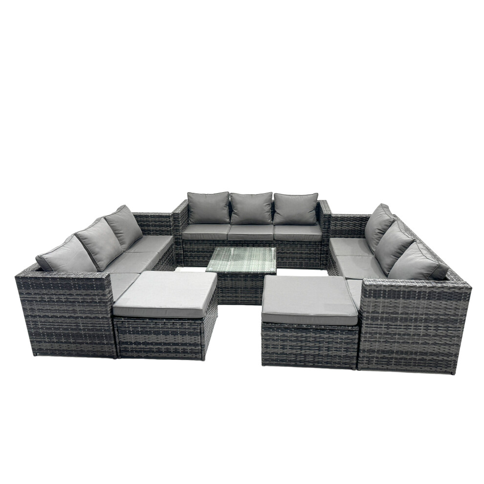 Fimous 11 Seater Patio Lounge Sofa Set With 2 Big Footstools