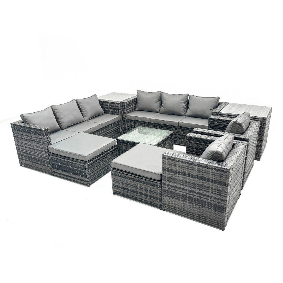 Fimous 10 Seater Patio Lounge Sofa Set with 2 Side Tables 2 Big Footstool-image-OPC-PHRGWF7-NEW
