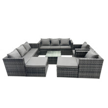 Fimous 10 Seater Patio Lounge Sofa Set with 2 Big Footstool