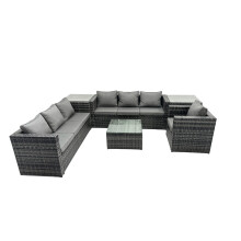 Fimous 7 Seater Patio Lounge Sofa Set with Side Table Dark Grey