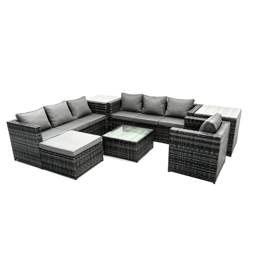 Fimous Fimous 8-seater Patio Coffee Table Sofa Set with 2 Side Tables Big Stool