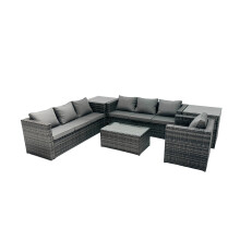 Fimous 7-seater Patio Coffee Table Sofa Set with 2 Side Tables