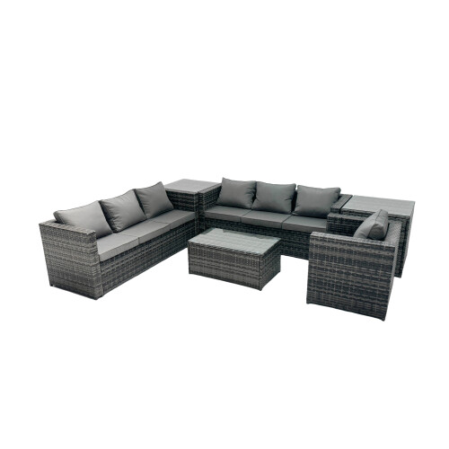 Fimous Fimous 7-seater Patio Coffee Table Sofa Set with 2 Side Tables 1