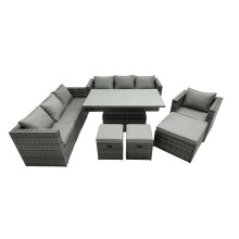 Fimous Rattan Dining Table Sofa Set 10 Seat Garden Furniture Set
